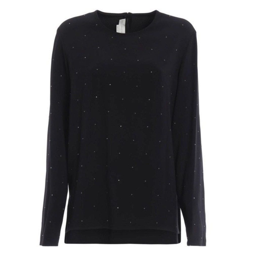 Stella McCartney Dark Grey Gold Studded Long Sleeve Blouse Top 40